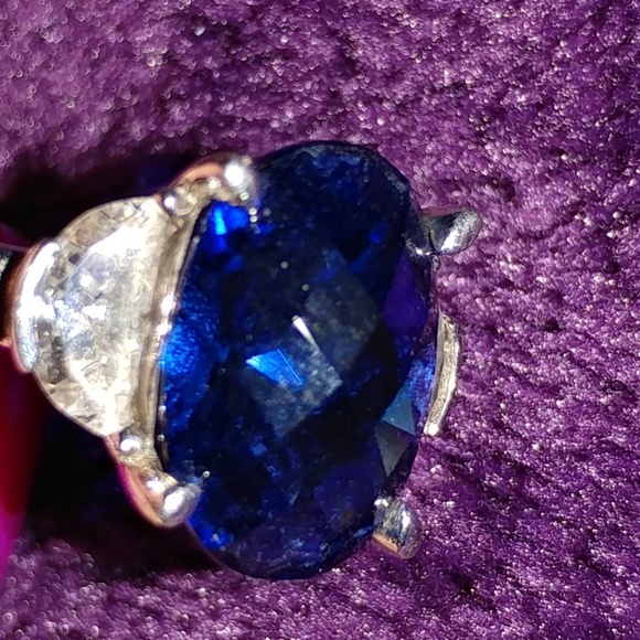 BLUE SIMULATED SAPPHIRE W/WHITE TOPAZ - Picture 3 of 4